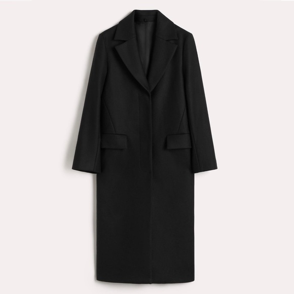 TOTEME Shearling Collar Wool Coat in Black Size 36 / US 4 - Picture 3 of 8